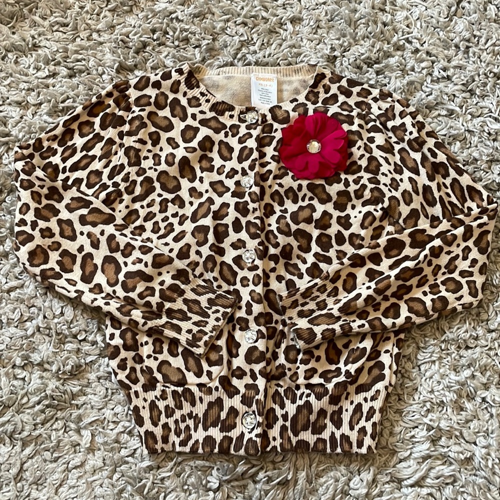 2012 Gymboree “Parisian Chic” Leopard Print Cardigan Sweater, Size XS (3-4)
